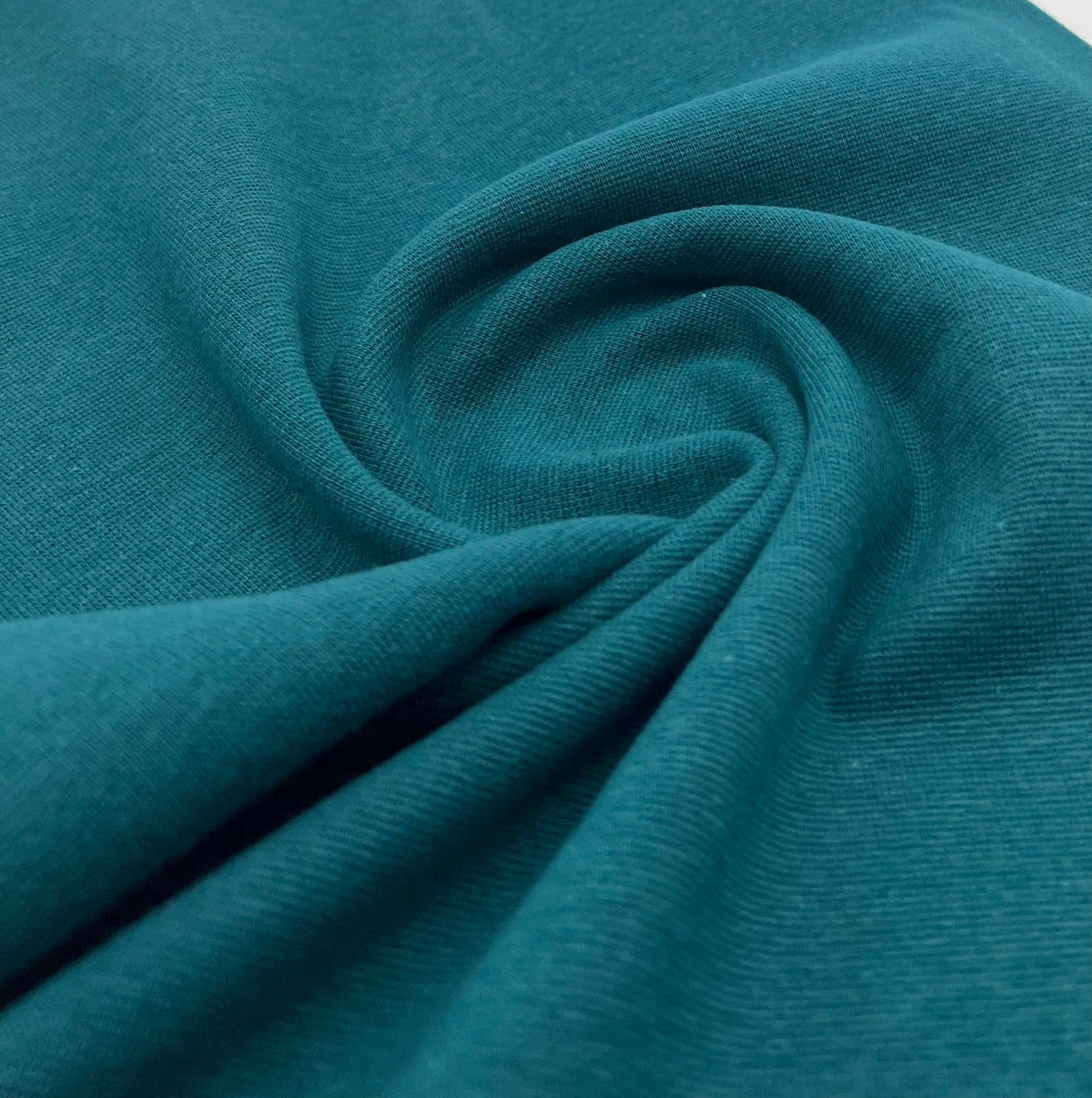 Petrol Green Jersey Cuffing Ribbing Fabric 270 GSM Cotton Knit 70cm Wide - T9 Fabrics